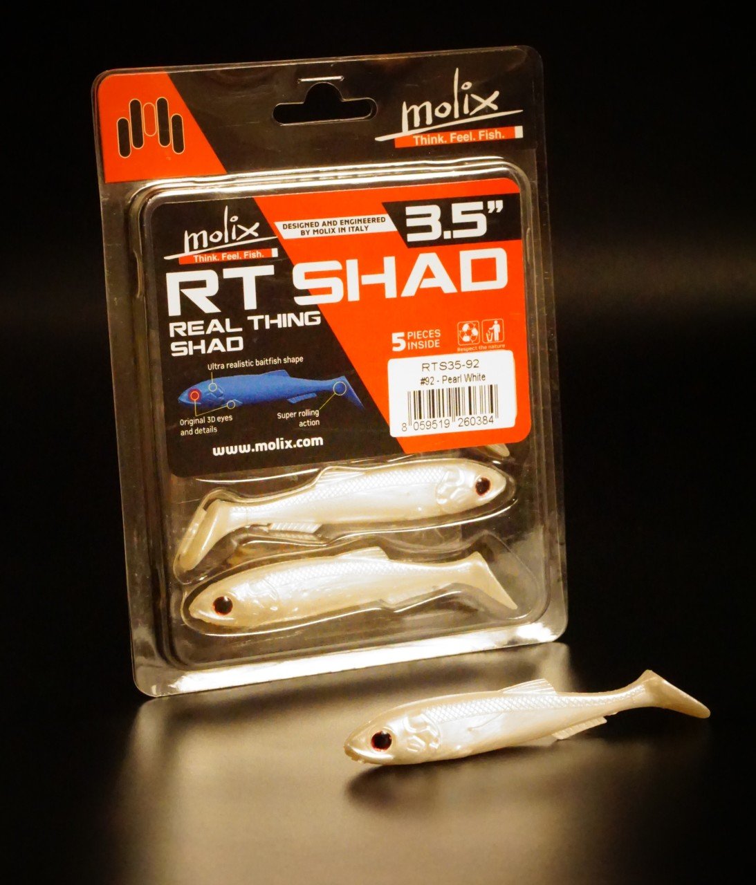 Molix Real Thing Shad 3,5 – Leurre Souple Haute Densité, 9 Cm, Vairone, Lot De 5