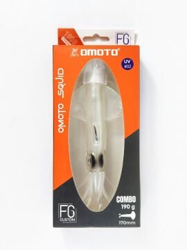 OMOTO FG CUSTOM SQUID 190GR NO:2  DEEP WHITE / RED / BLUE FLASHES