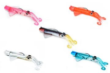 OMOTO FG CUSTOM SQUID 190GR NO:2  DEEP WHITE / RED / BLUE FLASHES