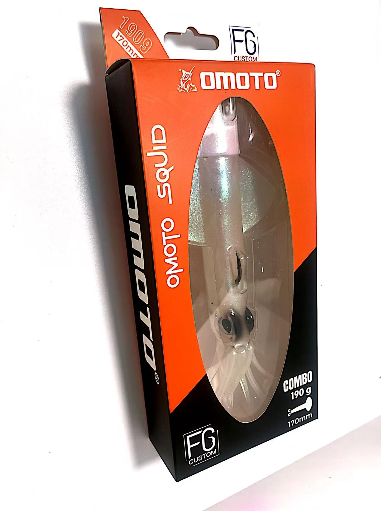 OMOTO FG CUSTOM SQUID 190GR NO:2  DEEP WHITE / RED / BLUE FLASHES