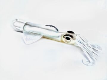 OMOTO FG CUSTOM SQUID 220GR NO:2  DEEP WHITE / RED / BLUE FLASHES