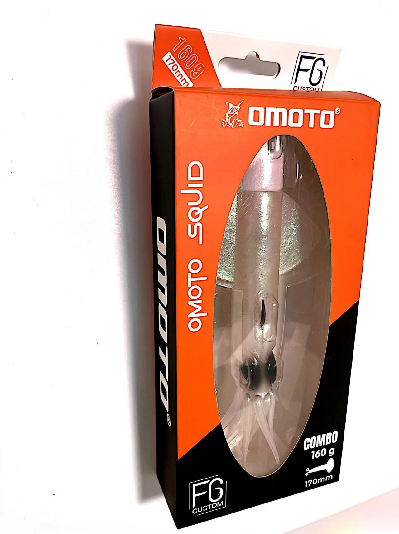 OMOTO FG CUSTOM SQUID 160GR NO:2  DEEP WHITE / RED / BLUE FLASHES