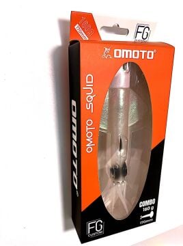 OMOTO FG CUSTOM SQUID 160GR NO:2  DEEP WHITE / RED / BLUE FLASHES