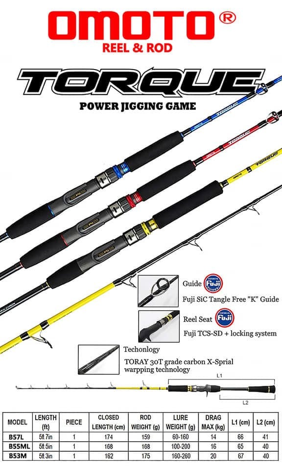 OMOTO TORQUE JIGGING ROD B55ML 100-200GR 20KG TEST